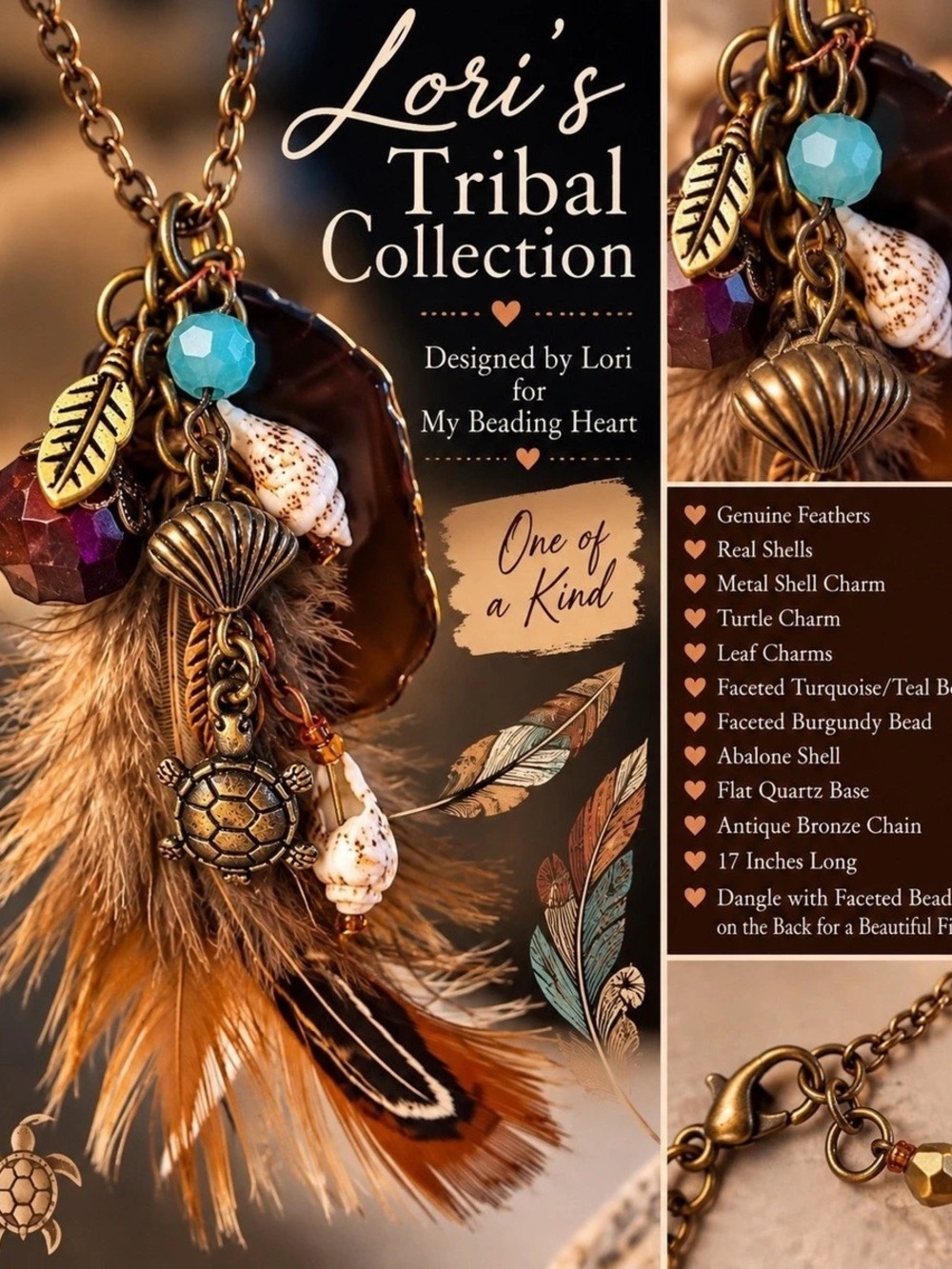 Lori's Tribal Collection Lori Original Tribal Collection necklace Feather Turtle